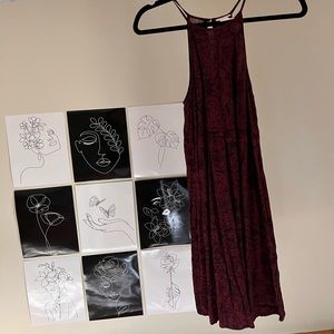 Maroon and black pattern dress